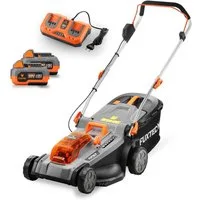 FUXTEC Akkurasenmäher FX-E2RM37SET, 37 cm Schnittbreite, 37 cm Schnittbreite, 40 L Fangkorb, E-Start, 2x20V Akku, 25-75mm