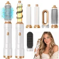 MOPUEA Haarstyler 5 in 1 Haarstyler Heißluftbürste Lockenstab Ionen Stylinggerät, 5 in 1 Haarstyler Ionen Pflege 3 Temperaturstufen