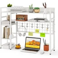 COSTWAY Bücherregal, Schreibtischregal Aufsatzregal mit Haken, 94x25x74cm