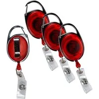 SBS Schlößer Baustoffe Schlüsselanhänger Set 4er Set Skipasshalter Ausweishalter rot Gürtelclip Schnurlänge 70cm (4-tlg)