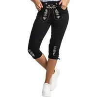 Steigenhöfer Manufaktur Trachtenjeans im Lederhosen Look - Damen Shorts - Stretch für Komfort - Capri Jeans Traditionelles Design - Ideal für Oktoberfest usw. - auch als 3/4 Hose