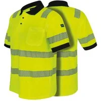 PRO FIT Poloshirt Warnschutz, Kurzarm-Polo Shirt, Arbeits-Poloshirt - Neongelb (1, Stück) Atmungsaktiv, hohe Sichtbarkeit durch Reflexstreifen, mit UV-Schutz