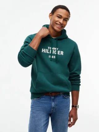HILFIGER STACK REG FLEECE HOODIE Ornamental Green - Gr. - M