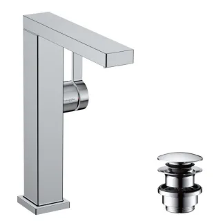 hansgrohe Tecturis E Waschtischarmatur 73060000 mit Schwenkauslauf und Push-Open-Ablaufgarnitur, chrom