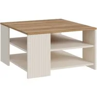 FORTE Couchtisch Oak Squere, Ablageboden, Lamellenoptik,2 farbiges Dekor, B/H/T 80/45/80cm Tischplatte Holzdekor
