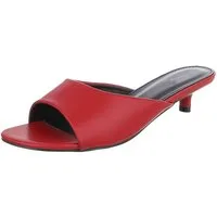 Ital-Design Damen Mules mit Blockabsatz und offener Spitze Pantolette (91849338) Pfennig-/Stilettoabsatz Pantoletten in Rot