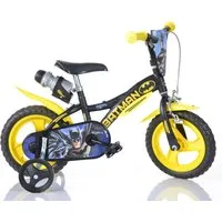 Dino Bikes Kinderfahrrad 12" Batman stabiler Stahl-Rahmen, Stützräder, kindgerecht, 1 Gang, mit Stützrädern, Trinkflasche und Frontschild