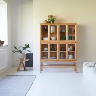 Doppelvitrine aus Mindiholz Massivholz 120 cm Geschirrschrank Buffet Tikamoon