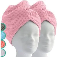 ELEXACARE Turban-Handtuch Haarturban mit Knopf, Mikrofaser (2-St), Turbanhandtuch mit Knopf und Schlaufe