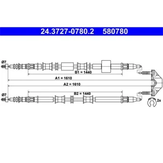 ATE Handbremsseil hinten Opel Meriva A 24.3727-0780.2