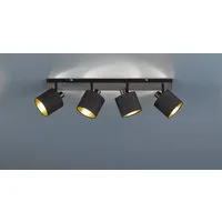 Reality Leuchten Deckenstrahler Tommy, Leuchtmittel wechselbar, 4-flammiger Deckenspot (E14) in schwarz-gold Optik