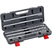 kwb Bohrer- und Bit-Set SDS Max 5tlg. Meißel Set, SDS-Max Hammerbohrer und Meißel-Set für Bohrhammer, 5-teiliger Ste