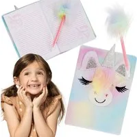 Sarcia.eu Tagebuch Plüsch-Tagebuch/Notizbuch Einhorn + Stift, Geschenkset