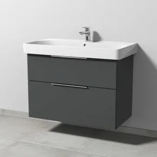 Sanipa 3way Waschtischunterbau zu Geberit Smyle Square Waschtisch mit 2 Auszügen, Anthrazit-Matt UM67122