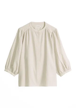 Marc OPolo Casual - Gestreifte Bluse A-Linie beige - Gr. - 34