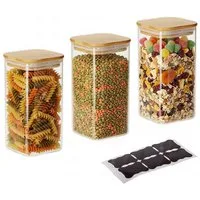 relaxdays Vorratsglas 3er Set Vorratsgläser mit Deckel 1500 ml, Glas