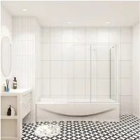 duschspa Badewannenaufsatz 140cm 6mm ESG Faltwand mit Seitenwand Duschwand Duschkabine, Einscheibensicherheitsglas, Sicherheitsglas, (Set), Nano Glas
