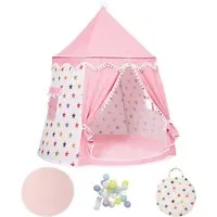 SEHAUSEU Spielzelt Kinderzelt Spielhaus mit Bodenmatte, Lichterkette und Tragetasche