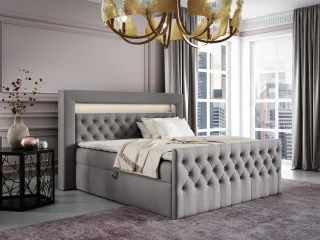 Boxspringbett Schlafzimmerbett ERNESTO Nr.1 140x200cm in Elisa Velvet Hellgrau