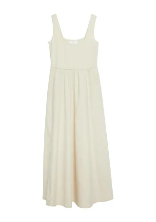 comma - Ärmelloses Maxikleid mit Karree-Ausschnitt beige - Gr. - 44