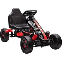AIYAPLAY Go-Kart mit Handbremse, Automatisches Kupplungssystem, Vor- und Rückwärtsgang, für Kinder 3-6 Jahren Rot