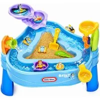 Little Tikes® Wasserspieltisch Bluey Wassertisch–Interaktiver Outdoor Spieltisch & Zubehör für Kinder, (Spielzeug-Wassertisch Set, 7-tlg., 1 Set), 2-in-1 Design, Wasserräder, Kippeimer, Lazy River, abnehmbare Beine