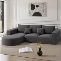 HawthyHome Sofa Cloud-Cord Ecksofa L-form 264x177cm, 1 Teile, Montagefrei Couch mit zwei Kissen für Wohnzimmer & Schlafzimmer