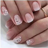 LuxusKollektion Kunstfingernägel 24 Stück Press on Nägel Rosa Gradient Kurz Eckig Glossy Ballerina