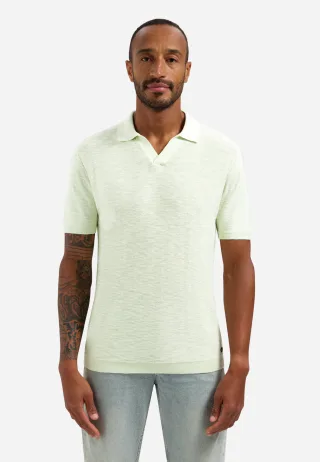 No Excess - Pullover Short Sleeve V-Polo Slub seagreen - Gr. - M