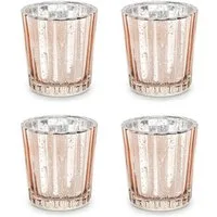 partydeco Teelichthalter, Teelichthalter Glas 5,5x6cm roségold 4er Set