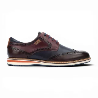 Pikolinos Herren Braune Burgundfarbene Leder-Brogue-Schnürschuhe Oxford – Avila