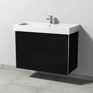 Sanipa 3way Waschtischunterbau zu Geberit iCon Waschtisch mit 2 Auszügen, Schwarz-Matt BS65208