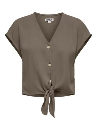 ONLY - ONLSIESTA SS KNOT LIN BL SHIRT PNT NOOS Walnut - Gr. - S