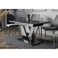 Home Collective Esstisch ausziehbar Tisch Küchentisch Esszimmertisch Ausziehtisch (Esszimmer Küche Wohnzimmer Esstisch erweiterbar), modernes Design mit V-Gestell 120-160x80 cm Schwarz Marmor-Optik