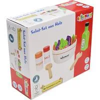 Salat-Set aus Holz, 30 Teile, mit Schüssel, Salatblättern, Gemüse, Löffeln und Flasche, Sets