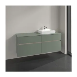 Villeroy und Boch Collaro Waschtischunterschrank C075B0AF 140x54,8x50cm, Waschtisch rechts, LED-Beleuchtung 10,4W, soft green