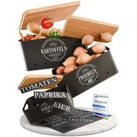 IDEALTASTIC Vorratsdose Premium Kartoffel Aufbewahrung, Zwiebel, Knoblauch Aufbewahrungsbox, Stahl, (Set, 3er Set), Kartoffel Aufbewahrung, Knoblauch & Zwiebel Aufbewahrung