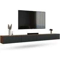 Planetmöbel TV-Schrank West TV-Board, Fernsehtisch 320 cm lang, TV-Lowboard (für Fernseher bis 75 Zoll, TV Schrank viel Stauraum, sideboard hängend, Fernsehschrank 2x 160 x 30 x 37,5 cm) gold eiche - anthrazit