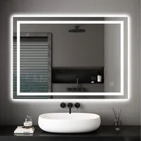 Dripex Badspiegel LED Badezimmerspiegel Rechteckig Wandspiegel, Beschlagfrei, LED Spiegel mit Touch-Schalter, Energiesparend