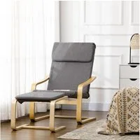 HOMCOM Relaxsessel Relaxsessel Sessel Loungesessel mit Hocker mit Leinenoptik Grau (2-St)