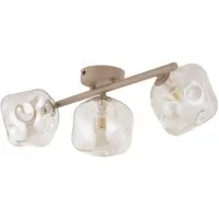 Licht-Erlebnisse Deckenstrahler UMERA, ohne Leuchtmittel, Rauchglas Metall verstellbar Beige Cognac G9 3-flammig länglich