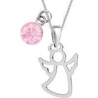 Goldene Hufeisen Kette mit Anhänger Schutzengel Anhänger mit 38cm Kette 925 Silber mit Zirkonia Rosa (3-tlg, inkl. Etui), mit Zirkonia