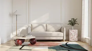 BRUNO Schlafsofa 160cm in Beige | Pillow | stabiles Massivholz & Boxspringkomfort