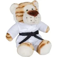 BAY-Sports Kuscheltier Plüschtier Tiger Joe Teddy Bär Karate Kampfsport Geschenk Kinder (Glücksbringer), Taekwondo, Kickboxen, Budo, Glücksbringer