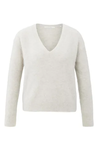 Yaya - Weicher Pullover mit V-Ausschnitt beige - Gr. - M