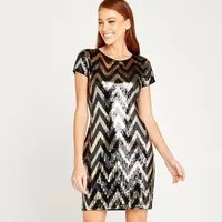 Apricot Partykleid Chevron Dress mit Pailletten