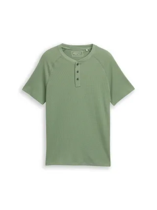 Denim Tom Tailor - Henley T-Shirt mit Waffelstruktur sea spray - Gr. - S