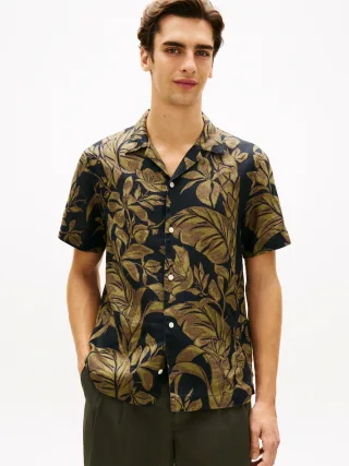 LINEN FLORAL AOP SS RF 1/2 Dark Night Navy - Gr. - L