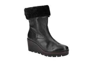 Gabor 34.785.27 Schwarz Keilstiefelette mit flauschigem Innenfutter