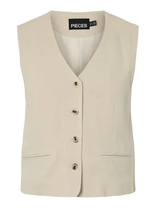 PIECES - PCVINSTY SHORT VEST Silver Lining - Gr. - M